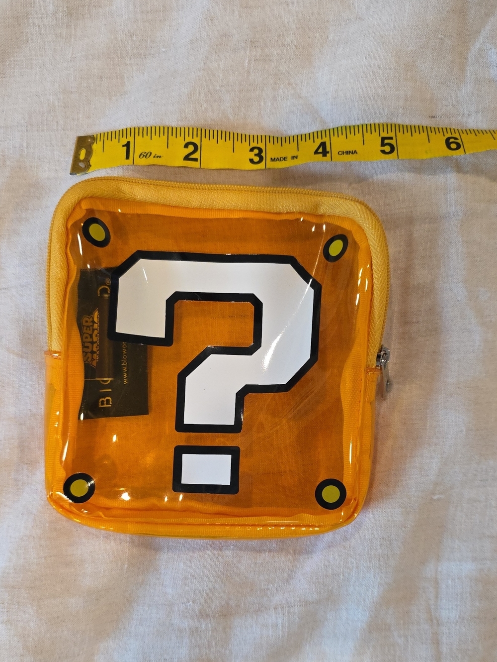 Nintendo Super Mario Question Block Clear Vinyl Cosmetic Pouch Bag Bioworld